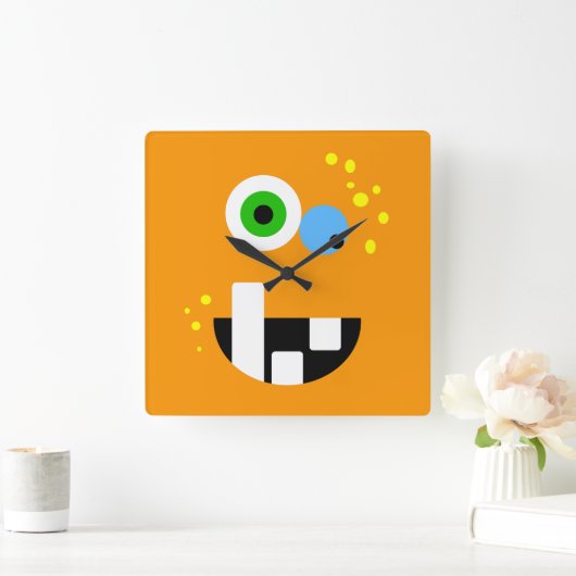 Oragneユニークでおもしろいで熱狂するなモンスター スクエア壁時計 (ホーム)