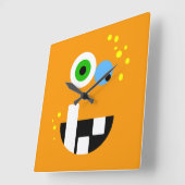 Oragneユニークでおもしろいで熱狂するなモンスター スクエア壁時計 (傾斜)