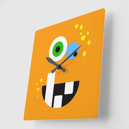 Oragneユニークでおもしろいで熱狂するなモンスター スクエア壁時計 (傾斜)