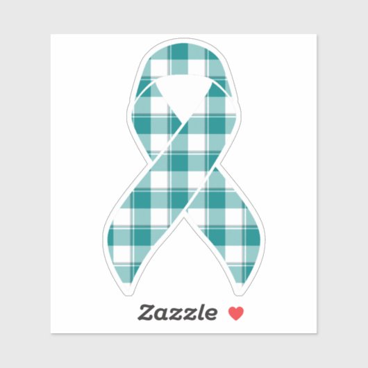 Oral Cancer Awareness Plaid Teal Ribbon シール (シート)