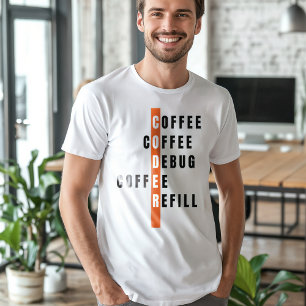 Orangeプログラマーおもしろいコーヒーのデバッグ補充 Tシャツ