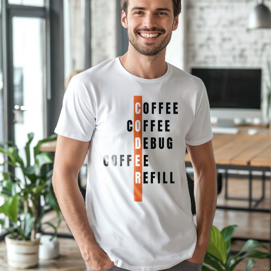 Orangeプログラマーおもしろいコーヒーのデバッグ補充 Tシャツ