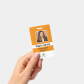 Orange | 写真付き社員証・QRコードセキュリティ バッジ (手持ち)