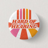 Orange 70s Typography Retro Hard of Hearing 缶バッジ (正面)