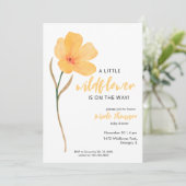 Orange A Little Wildflower On The Way Baby Shower 招待状 (スタンド正面)