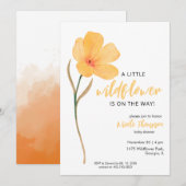 Orange A Little Wildflower On The Way Baby Shower 招待状 (正面/裏面)
