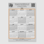 Orange Accents & Logo Gray 2026 Calendar Magnet (正面)