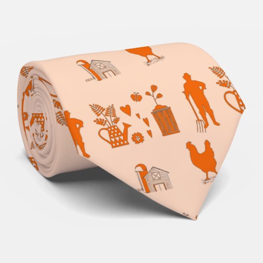 Orange agriculture business pattern ネクタイ (ロール)