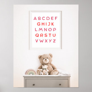 Orange Alphabet Capital Letters Teacher Kids Room ポスター