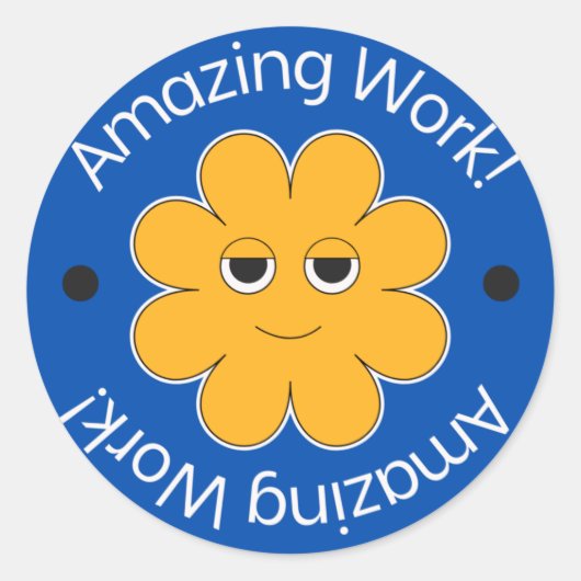 Orange Amazing Work Student Progress Reward ラウンドシール (正面)