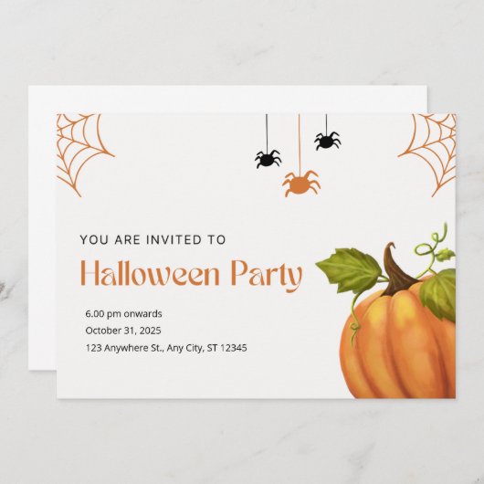 Orange and Beige Illustrative Happy Halloween (正面/裏面)