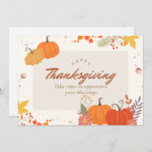 Orange And Beige Illustrative Happy Thanksgiving シーズンカード (正面/裏面)