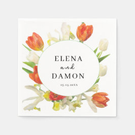 Orange and Beige Tulip Wedding スタンダードカクテルナプキン