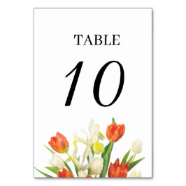 Orange and Beige Tulip Wedding Table Numbers テーブルナンバー