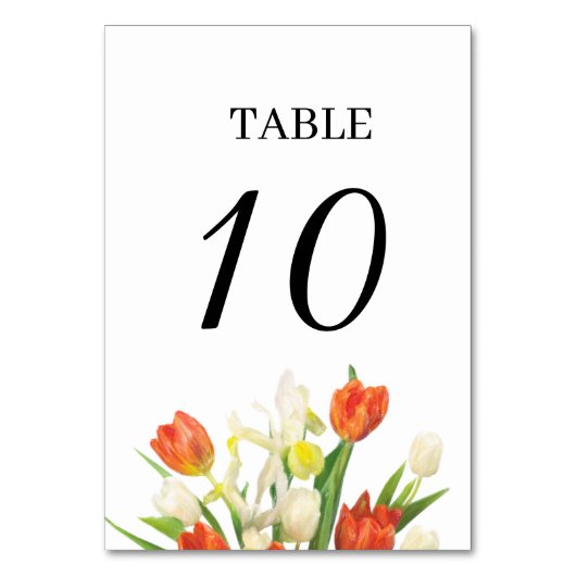 Orange and Beige Tulip Wedding Table Numbers テーブルナンバー (正面)