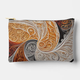 Orange and beige wavy patterns AI art  アクセサリーポーチ