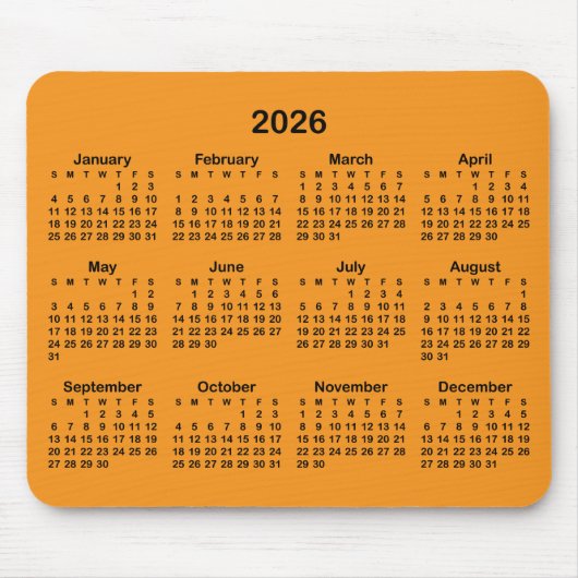 Orange and Black 2026 Calendar マウスパッド (正面)
