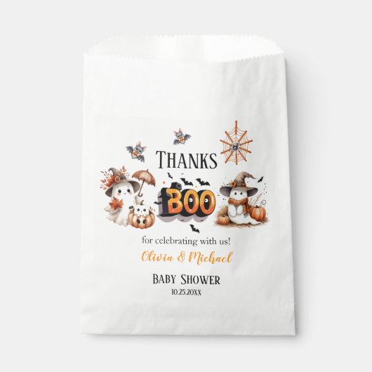 Orange and Black BOO Halloween Thank You フェイバーバッグ (正面)