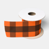 Orange and Black Checker サテンリボン (リール)
