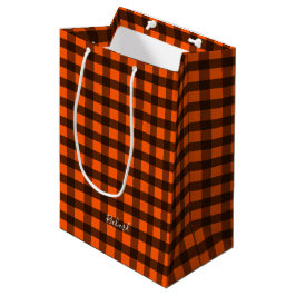 Orange and Black Checker ミディアムペーパーバッグ