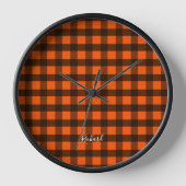 Orange and Black Checker 壁時計 (正面)
