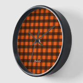 Orange and Black Checker 壁時計 (傾斜)