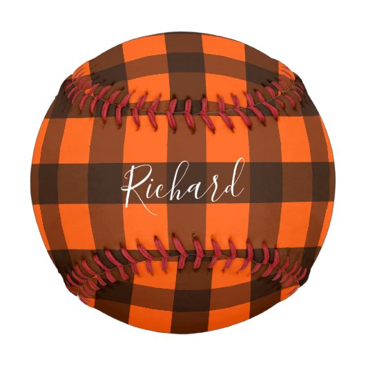 Orange and Black Checker 野球ボール (正面)