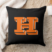 Orange and Black College Block Font Initial クッション (ブランケット)