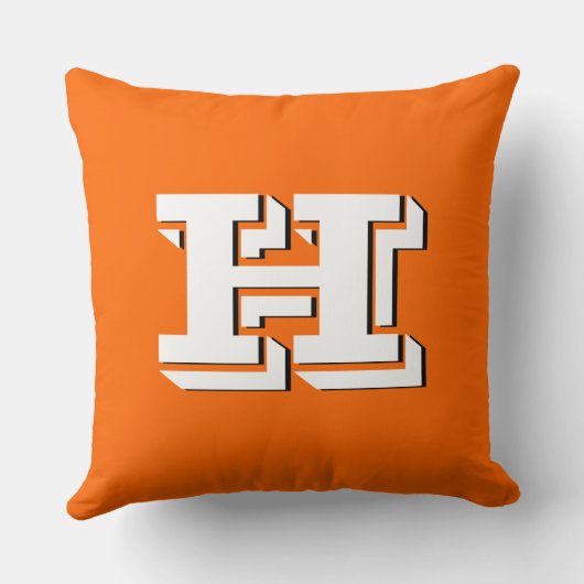 Orange and Black College Block Font Initial クッション (裏面)