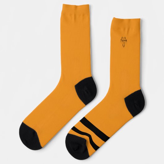Orange and Black Ghost and Cat Crew Socks ソックス (左)
