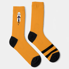 Orange and Black Ghost and Cat Crew Socks ソックス