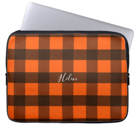 Orange and Black Guingham ラップトップスリーブ
