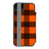 Orange and Black Guingham Incipio iPhoneウォレットケース (フォリオ裏面)