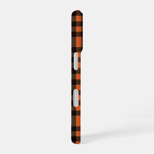 Orange and Black Plaid Checkered Pattern iPhone 16ケース (右側面)