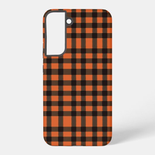 Orange and Black Plaid Checkered Pattern Samsung Galaxyケース (裏面)