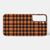 Orange and Black Plaid Checkered Pattern Samsung Galaxyケース (裏面横)
