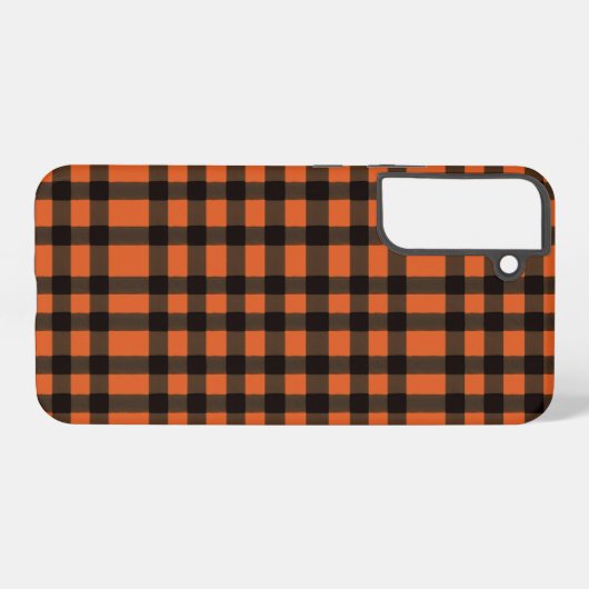 Orange and Black Plaid Checkered Pattern Samsung Galaxyケース (裏面横)