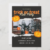 Orange and Black Trick Or Treat Halloween Kids  招待状 (正面)
