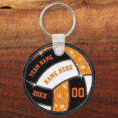 Orange and Black Volleyball Gifts for Players キーホルダー (正面)