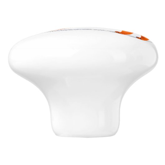 Orange and Blue Floral Cat Door Pull セラミックノブ (側面)