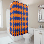 Orange and Blue Harlequin Checkered Design  シャワーカーテン (インサイチュ)