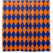 Orange and Blue Harlequin Checkered Design  シャワーカーテン (正面)