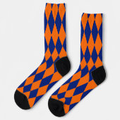 Orange and Blue Harlequin Checkered Design  ソックス (左)