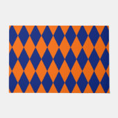 Orange and Blue Harlequin Checkered Design  ドアマット (正面)