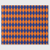 Orange and Blue Harlequin Checkered Design  ラッピングペーパー (フラット)