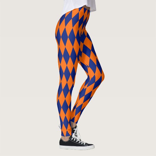 Orange and Blue Harlequin Checkered Design  レギンス
