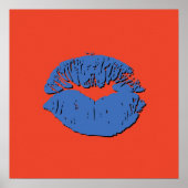 Orange and Blue Kissing Lips ポスター (正面)