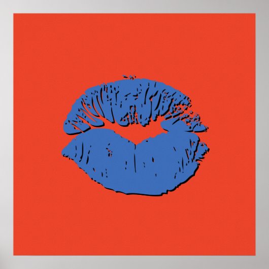Orange and Blue Kissing Lips ポスター (正面)