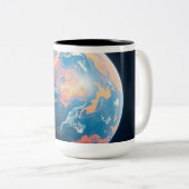 Orange and Blue Planet ツートーンマグカップ (正面右)