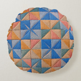 orange and blue quilt ラウンドクッション